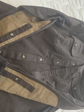 Banana Republic Dark Brown Shirt Jacket with Tan Suede Accents